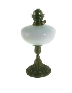 Lampe bougie porcelaine blanche base métal abat-jour verre lampe à huile décoration vintage 2
