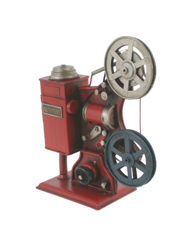 Rèplica de projector de cinema estil vintage de metall en color granat envellit decoració llar.
