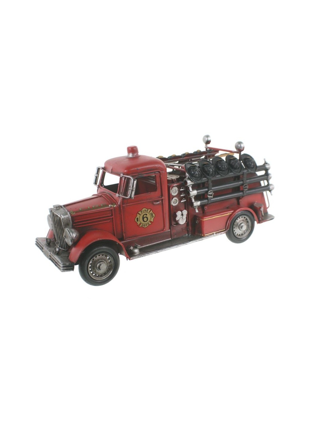 Camión bomberos de metal réplica estilo retro color rojo para coleccionistas y decoración hogar