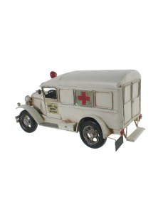 Ambulància de metall color blanc vehicle estil retro rèplica per a col·leccionistes i decoració llar 2