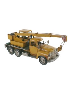 Réplique de véhicule de grue de style rétro en métal jaune pour les collectionneurs et la décoration de la maison