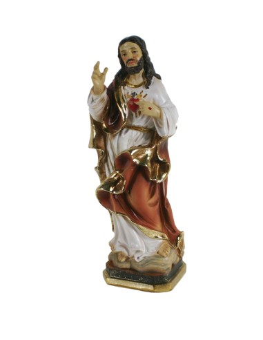 Estàtua religiosa del Sagrat Cor de Jesús. Figura pintada a mà.