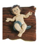 Niño Jesús en cojín figura religiosa de resina pintada a mano decoración hogar y Navideña. Medidas: 20x20 cm.