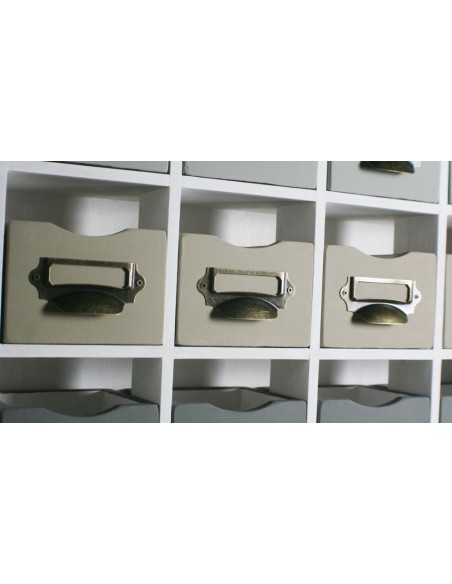 Moble calaixera de fusta quatre penjadors i dotze calaixos per penjar a paret decoració vintage.