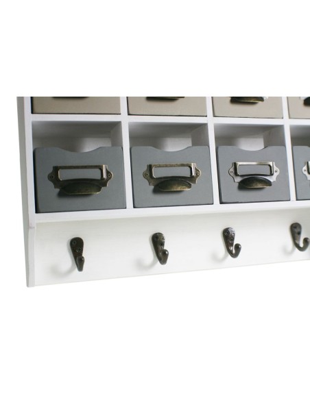 Moble calaixera de fusta quatre penjadors i dotze calaixos per penjar a paret decoració vintage.