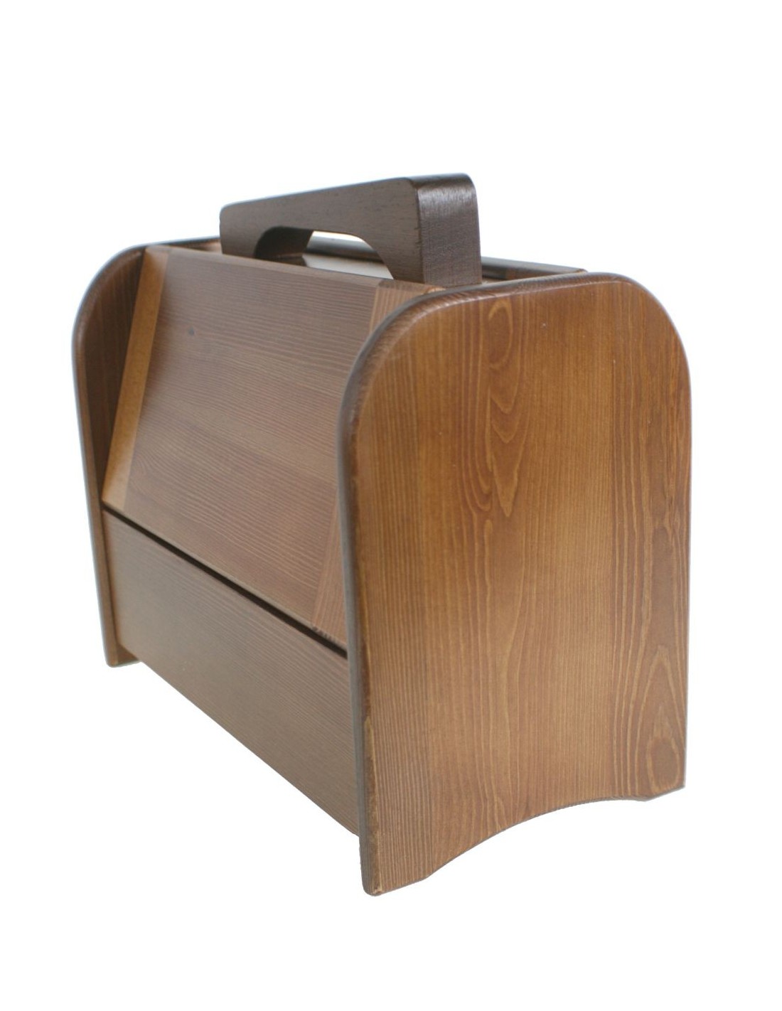 Caja limpia calzado de madera maciza teñida y de amplio acceso para utensilios