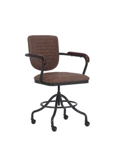 Cadira d'oficina amb alçada regulable en metall i cuir i recolzabraços cadira escriptori amb rodes vintage