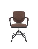 Silla de oficina con altura regulable en metal y cuero y reposabrazos silla escritorio con ruedas vintage