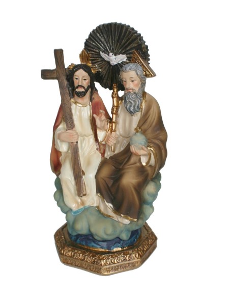 Escultura religiosa Santísima Trinidad en resina pintada a mano y caja regalo. Medidas: 14 cm.