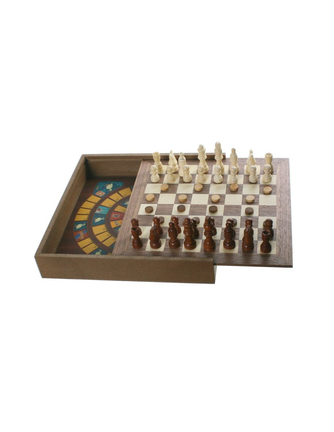 Set de jocs 5 en 1 en caixa de fusta amb fitxes incloses joc familiar de taula joc de taula reunits