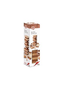 Torre trontollant en fusta natural bicolor joc d'habilitat i estratègia. 2