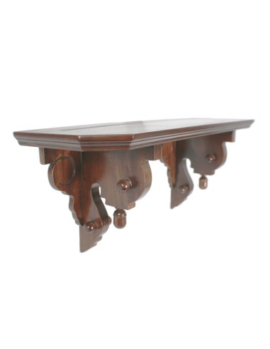 Ménsula estantería alargada con talla madera maciza de caoba para pared estilo clásico.