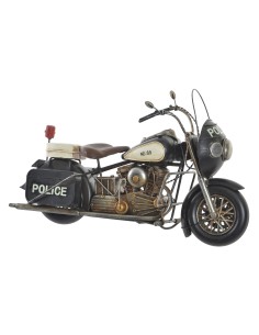 Motocicleta grande de metal de policía moto retro vehículo para coleccionistas y decoración hogar. Medidas: 21x37x12 cm.