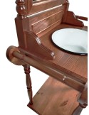 Palanganero madera maciza barnizada con palangana y espejo, decoración clásica mueble auxiliar.