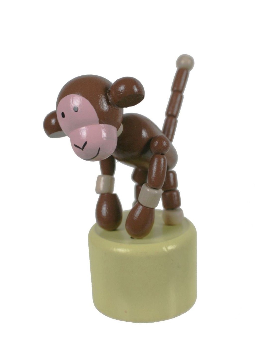 Mono de madera articulado juguete tradicional de apretar con base de madera juego de habilidad infantil