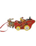 Rellotge de música carrossa nadalenca de color vermell amb rens i el Pare Noel, joguina musical de corda