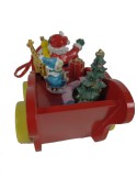 Rellotge de música carrossa nadalenca de color vermell amb rens i el Pare Noel, joguina musical de corda