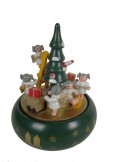 Reloj de música forma de árbol con decoración navideña de color verde, juguete musical de cuerda.