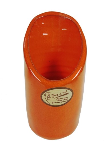Petit vase en forme de canne en céramique orange fabriqué à la main pour la décoration de la maison