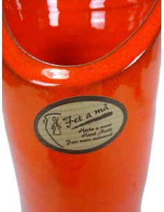 Petit vase en forme de canne en céramique orange fabriqué à la main pour la décoration de la maison 2