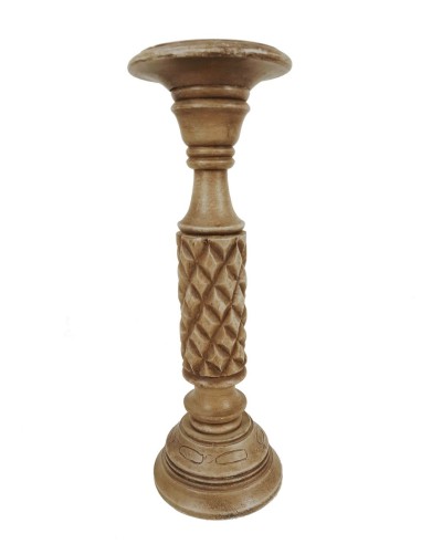 Grand bougeoir style bougeoir en bois sculpté pour bougie Ø8 cm, décoration maison, terrasse, jardin