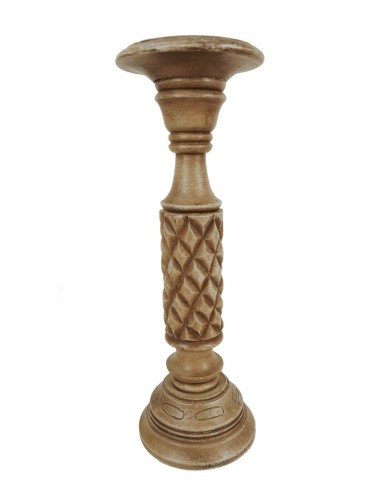 Portavela grande estilo candelabro de madera tallada para vela de Ø8 cm, decoración hogar, terraza, jardín