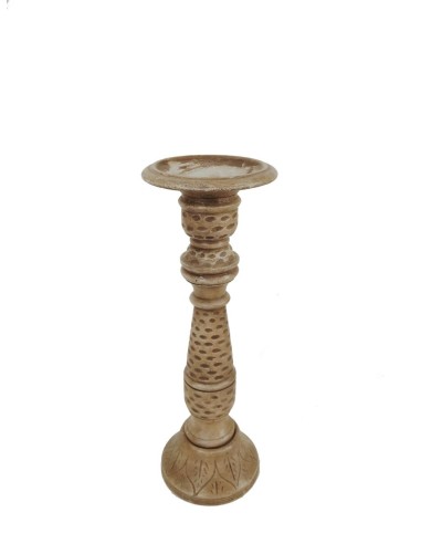 Grand bougeoir style bougeoir en bois sculpté pour bougie Ø 8 cm, décoration maison, terrasse, jardin.