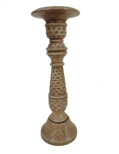 Grand bougeoir style bougeoir en bois sculpté pour bougie Ø 8 cm, décoration maison, terrasse, jardin. 2