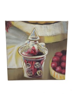 Petite peinture à l'huile sur toile de nature morte, peinture de décoration murale de maison.  2