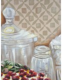 Cuadro pequeño al óleo sobre lienzo de diseño bodegón, cuadro para decorar pared en el hogar.