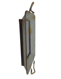 Miroir en tôle galvanisée pour plateau mural style avec poignée en corde décoration nordique. 2