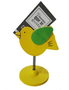 Pinza de madera forma de pollito color amarillo, base de sobremesa, clip con soporte vertical para tarjetas 2