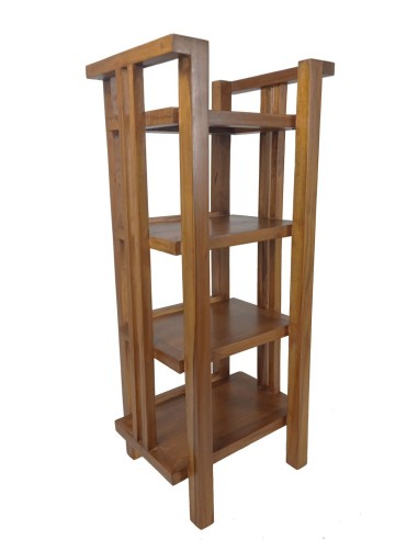 Meuble d'appoint étagère basse en bois de teck avec quatre étagères décoration d'intérieur de style vintage.