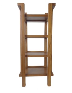 Mueble auxiliar estantería baja de madera de teka de cuatro baldas decoración hogar estilo vintage 2