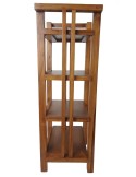 Mueble auxiliar estantería baja de madera de teka de cuatro baldas decoración hogar estilo vintage