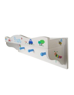 Colgador perchero infantil de madera, personalizada con el nombre, decorada con dibujos infantiles. 2