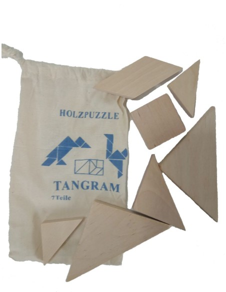 Juego puzle tangram de madera en bolsa juego de razonamiento geométrico puzzle juego clásico. Medida bolsa: 19x11 cm.