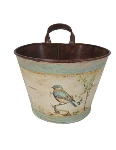 Porta tiesto pequeño de chapa para pared para flores decoración vintage para jardín terraza. Porta tiesto pequeño de chapa para pared para flores decoración vintage para jardín terraza.