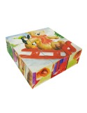 Puzzle de nueve dados en caja de madera con dibujos de osos, juego de encajar infantil para la motricidad.