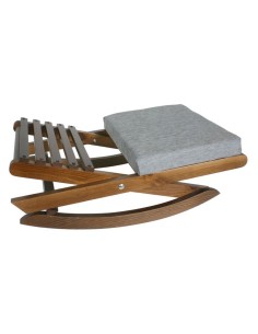 Reposapiés plegable de madera maciza de base ancha color nogal y acolchado color crudo mueble auxiliar 2