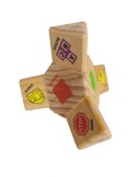 Puzzle de madera con formas geométricas para girar con dibujos y texto en inglés para coordinación infantil