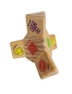 Puzzle en bois aux formes géométriques à tourner avec dessins et texte en anglais pour la coordination des enfants. 2