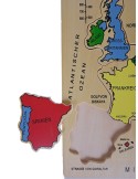 Puzzle encajable de madera países de Europa descripción en alemán juego educativo infantil. 