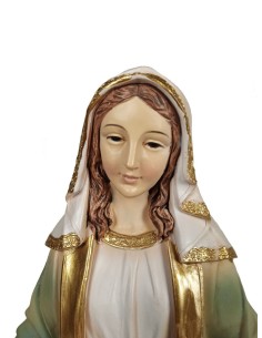 Estatua figura Virgen Milagrosa con medallas de resina y pintada a mano decoración hogar. 2