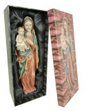Figura Verge amb Nen o Madonna amb nen Jesús als braços estàtua religiosa pintada a mà. Mides: 31 cm.