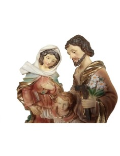 Sculpture religieuse Sainte Famille peinte à la main pour le culte. Mesures : 20 cm. 2