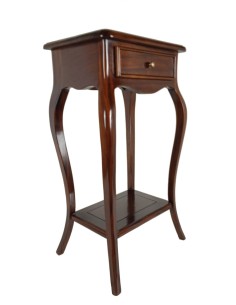Mesa Auxiliar Isabelina de Madera de Caoba con Cajón Central Estilo Clásico Complemento para el Hogar. 2