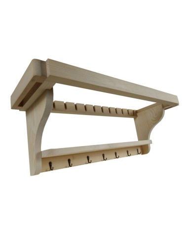 Platero horizontal rústico de madera maciza con estante para 12 platos para colgar en pared cocina y despensa