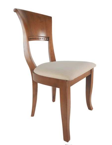Joc de 4 cadires de menjador fusta de cautxú disseny nòrdic seient pre-tapissat decoració llar. Mides: 90x48x50 cm.