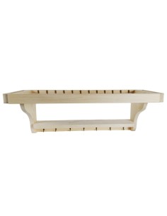 Platero horizontal rústico de madera maciza con estante para 12 platos para colgar en pared cocina y despensa 2